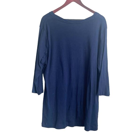 Avenue Women Tunic Top 22/24 Navy 3/4 Sleeve Stretch Cotton Casual Workwear - Picture 3 of 9
